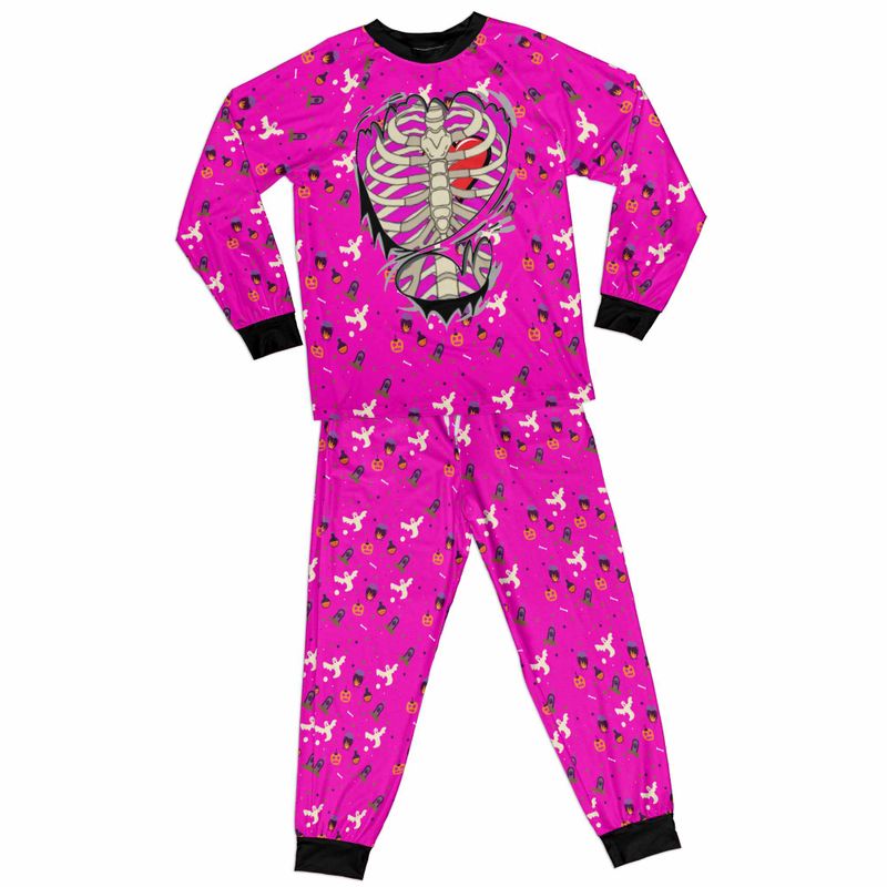 Skeleton Pink All-over Print Kid Raglan Pajamas Set